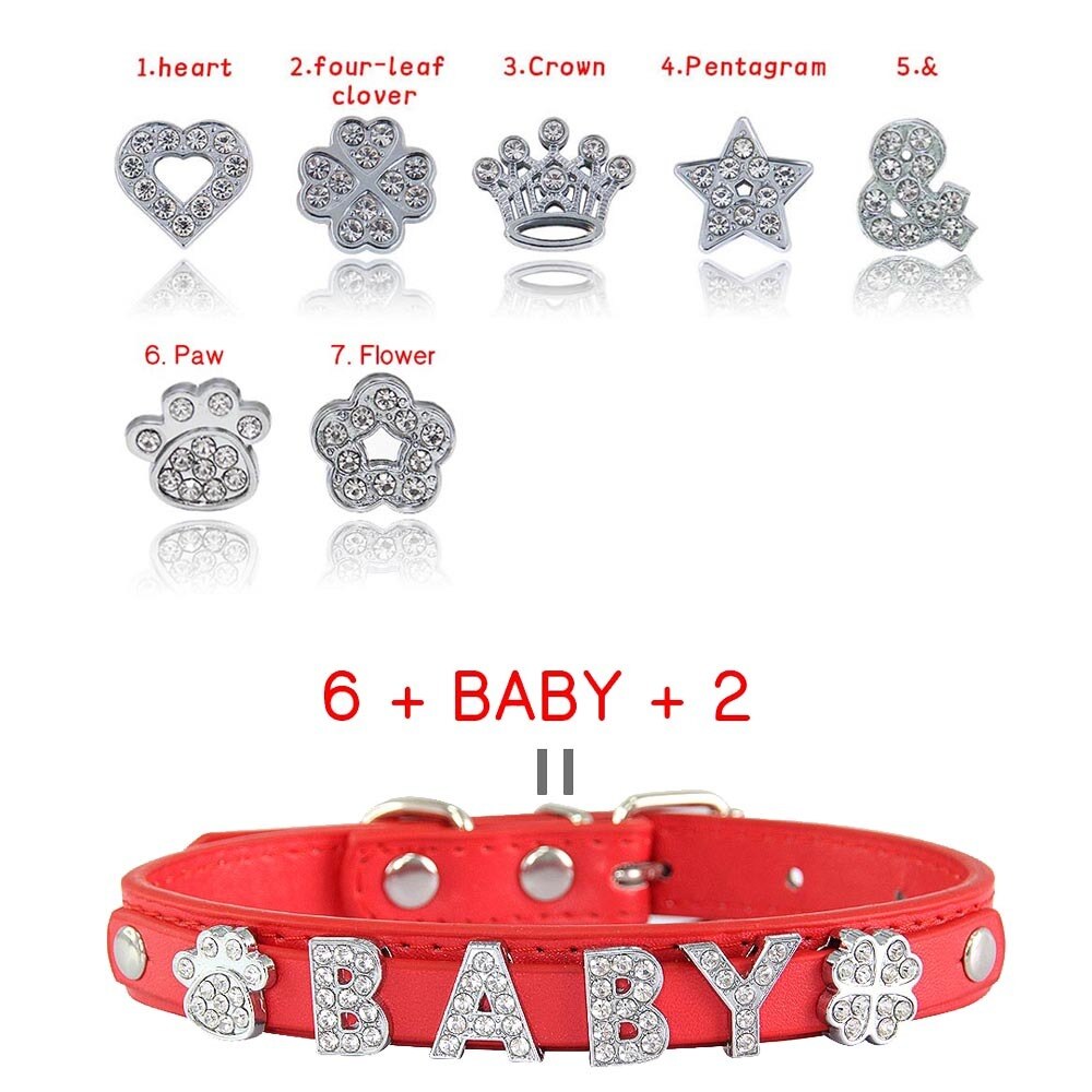 Bling Personalized Dog Pet Puppy Cat Collar | Custom Leather Dog