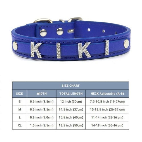 Bling Personalized Dog Pet Puppy Cat Collar | Custom Leather Dog