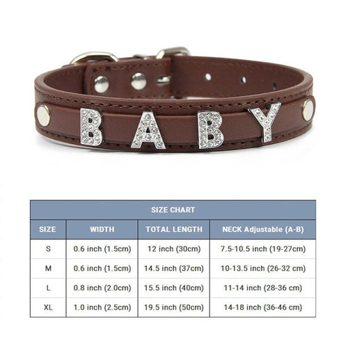 Bling Personalized Dog Pet Puppy Cat Collar | Custom Leather Dog
