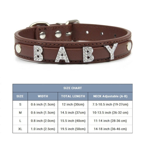 Bling Personalized Dog Pet Puppy Cat Collar | Custom Leather Dog