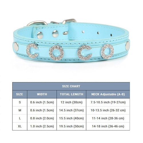 Bling Personalized Dog Pet Puppy Cat Collar | Custom Leather Dog
