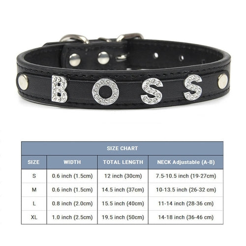 Bling Personalized Dog Pet Puppy Cat Collar | Custom Leather Dog