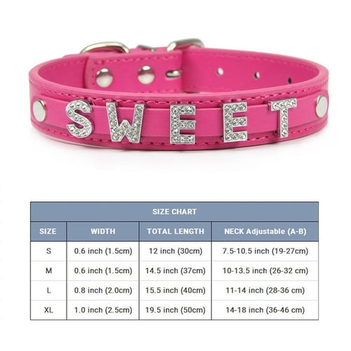 Bling Personalized Dog Pet Puppy Cat Collar | Custom Leather Dog