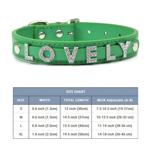 Bling Personalized Dog Pet Puppy Cat Collar | Custom Leather Dog