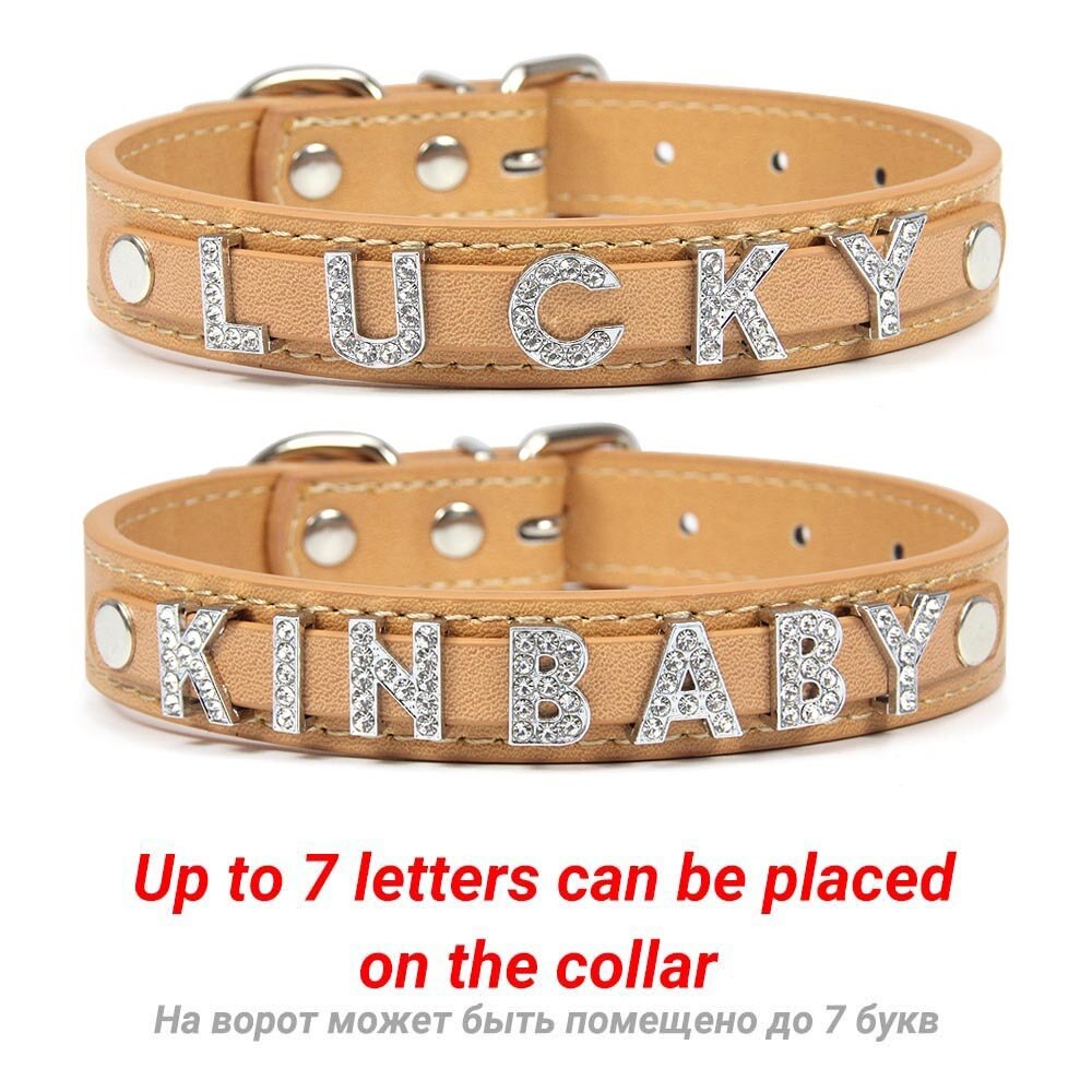 Bling Personalized Dog Pet Puppy Cat Collar | Custom Leather Dog