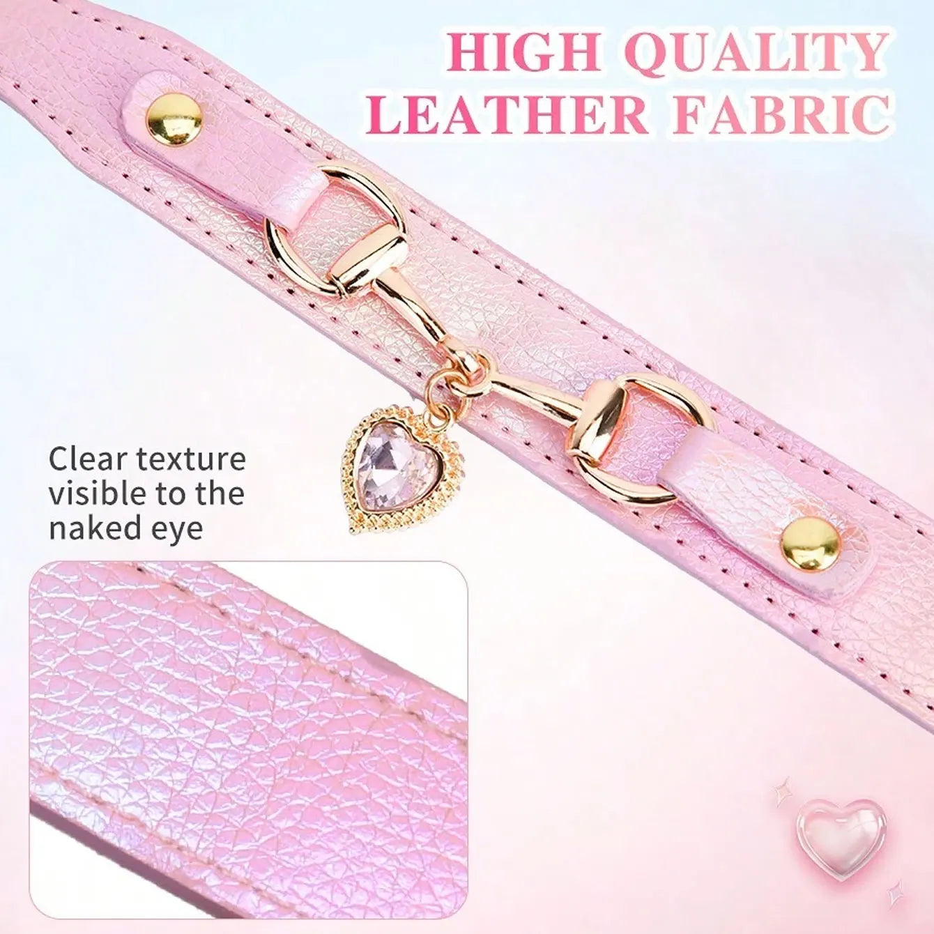 1Pc PU Leather Delicate Pet Dog Collar, High-Quality Leather Fabric