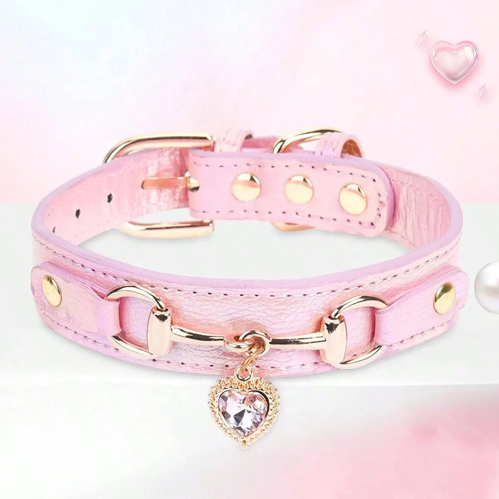 1Pc PU Leather Delicate Pet Dog Collar, High-Quality Leather Fabric