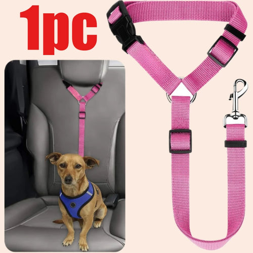Solid Color Pet Car Seat Belt Nylon Lead Leash Backseat Safety Belt