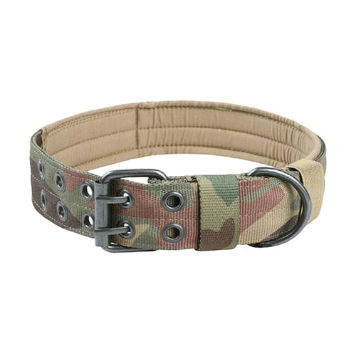 Adjustable Military Dog Collar Metal D-Ring and Buckle Working Dog