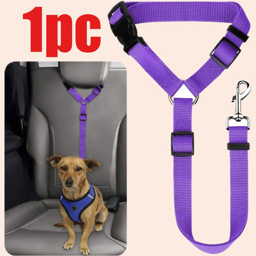 Solid Color Pet Car Seat Belt Nylon Lead Leash Backseat Safety Belt
