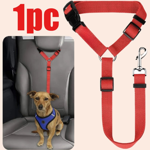 Solid Color Pet Car Seat Belt Nylon Lead Leash Backseat Safety Belt