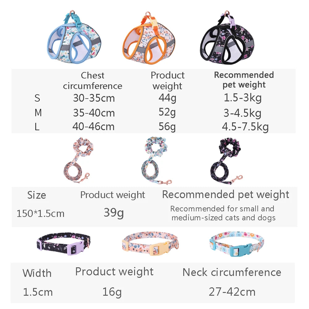 Small Dog Harness Leash Set Cute Traction Bracelet Medium Cat Collar