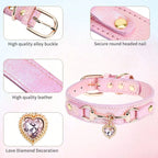 1Pc PU Leather Delicate Pet Dog Collar, High-Quality Leather Fabric