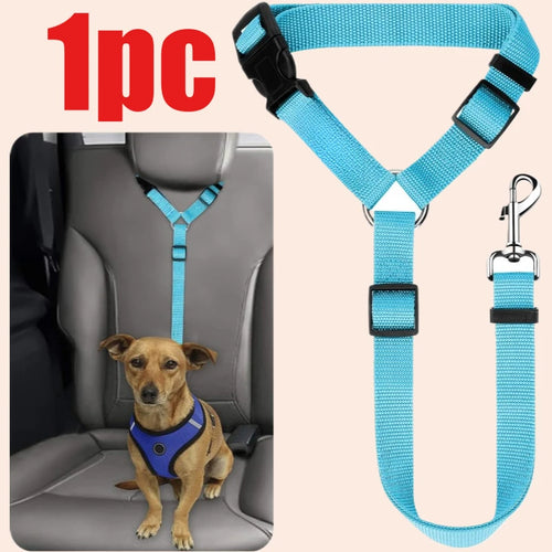 Solid Color Pet Car Seat Belt Nylon Lead Leash Backseat Safety Belt