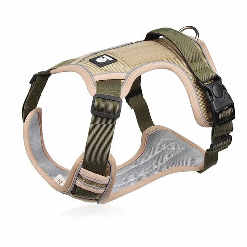 Medium Large Dog Harnesses Collar Labrador Army Reflective Adjustable