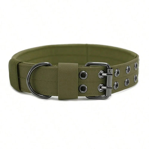 Adjustable Military Dog Collar Metal D-Ring and Buckle Working Dog