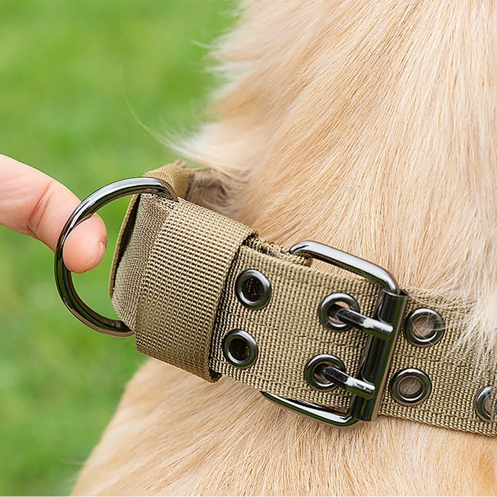 Adjustable Military Dog Collar Metal D-Ring and Buckle Working Dog