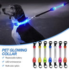 Night running pet dog safety harness collar for preventing loss.