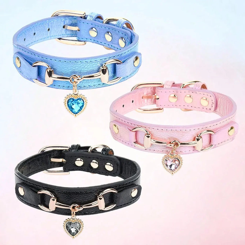 1Pc PU Leather Delicate Pet Dog Collar, High-Quality Leather Fabric