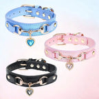 1Pc PU Leather Delicate Pet Dog Collar, High-Quality Leather Fabric