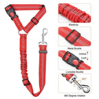 Pet products car seat belt dog leash with buffer elastic reflective