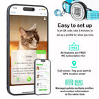 Cat GPS Collar with QR Code Tag & Airtag Case  Reflective Apple Tag