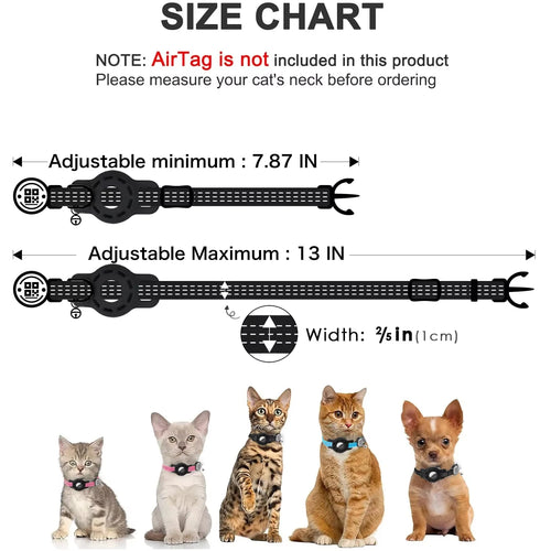 Cat GPS Collar with QR Code Tag & Airtag Case  Reflective Apple Tag