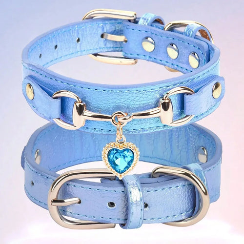 1Pc PU Leather Delicate Pet Dog Collar, High-Quality Leather Fabric
